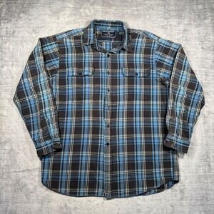 Polo Sport Ralph Lauren Shirt Mens Large Blue Plaid Sportsman Cotton Shacket